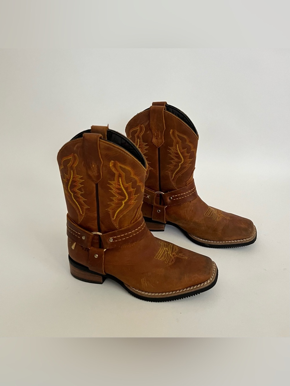 Caballo dorado kids brown leather cowboy boots
